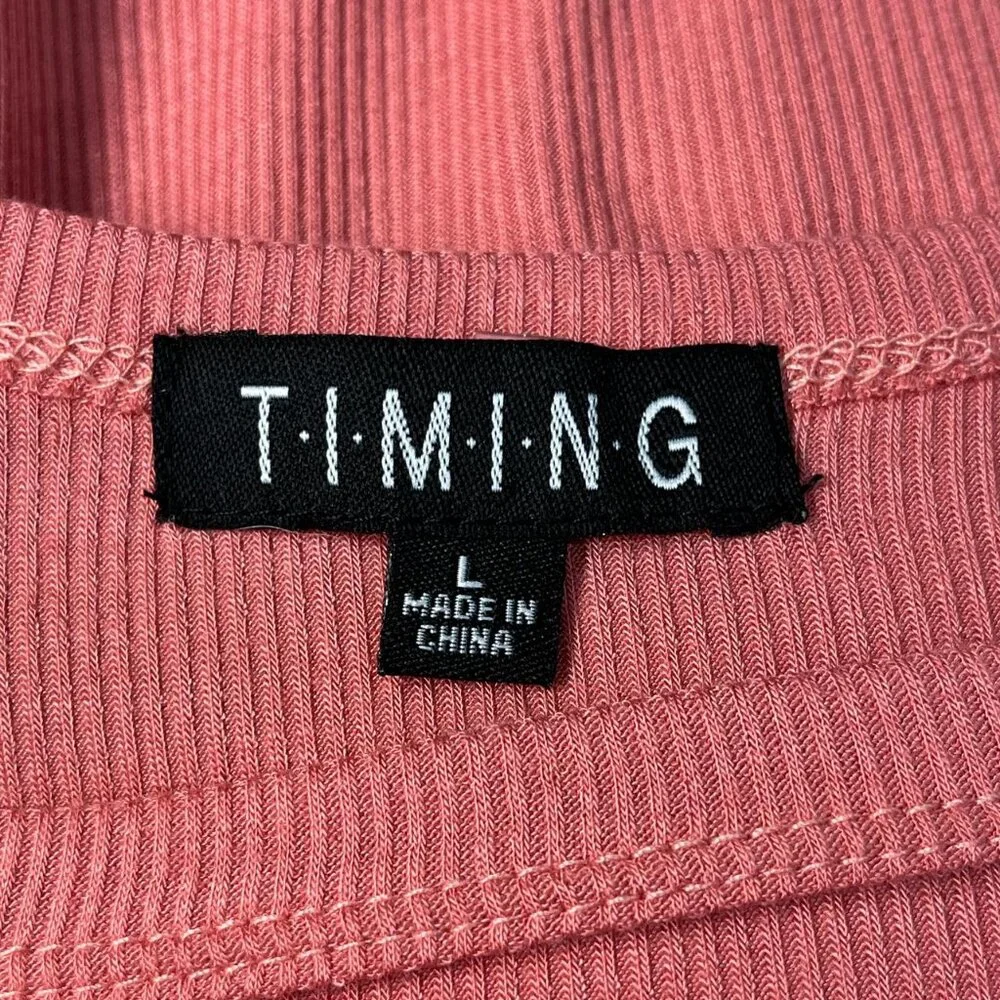 Timing Pink Ribbed Chest Cutout Top (L) - Picture 2 of 5